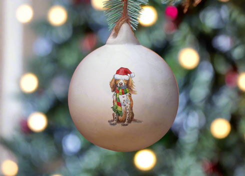 Sprocker Red & White Ceramic Bauble